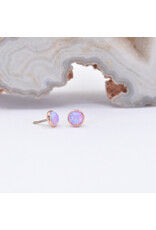 BVLA 3mm Cup with Synthetic Pink Opal Cabochon in 14k Rose Gold Threadless Ends
