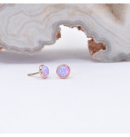 BVLA 3mm Cup Threadless End 14k Rose Gold Synth Pink Opal