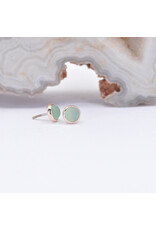 BVLA 3mm Cup with Sandblasted Chrysoprase Cabochon in 14k Rose Gold Threadless Ends