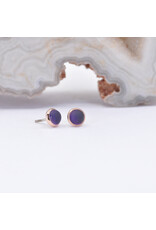BVLA 3mm Cup with Sandblasted Amethyst Cabochon in 14k Rose Gold Threadless Ends