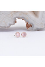 BVLA 3mm Cup with Rose Cut, Sandblasted Rose Quartz in 14k Rose Gold Threadless Ends