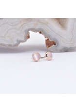 BVLA 3mm Cup with Sandblasted White Moonstone Cabochon in 14k Rose Gold Threadless Ends