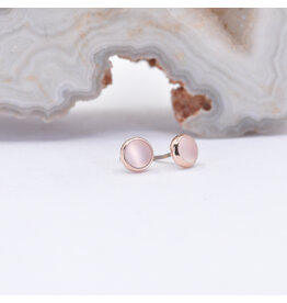 BVLA 3mm White Moonstone Rose Gold Threadless Ends