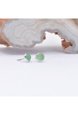 BVLA 3mm Cup with Sandblasted Chrysoprase Cabochon in 14k White Gold Threadless Ends