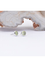 BVLA 3mm Cup with Sandblasted Grade AA Peridot Cabochon in 14k White Gold Threadless Ends