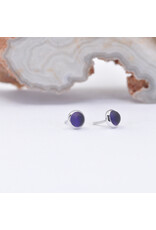 BVLA 3mm Cup with Sandblasted Amethyst Cabochon in 14k White Gold Threadless Ends