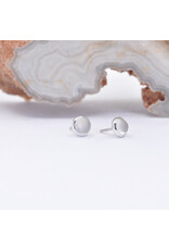 BVLA 3mm Cup with Sandblasted White Moonstone Cabochon in 14k White Gold Threadless Ends