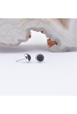 BVLA 3mm Cup with Sandblasted Onyx Cabochon in 14k White Gold  Threadless Ends