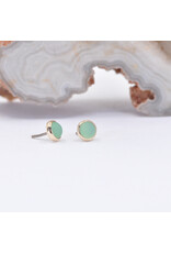 BVLA 3mm Cup with Sandblasted Chrysoprase Cabochon in 14k Yellow Gold Threadless Ends