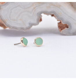 BVLA 3mm Chrysoprase Yellow Gold Threadless Ends