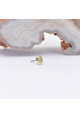 BVLA 3mm Cup with Sandblasted Peridot Cabochon in 14k Yellow Gold Threadless Ends
