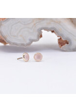 BVLA 3mm Cup with Rose Cut, Sandblasted Rose Quartz in 14k Yellow Gold Threadless Ends