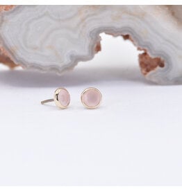 BVLA 3mm Rose Quartz Yellow Gold Threadless Ends