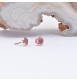 BVLA 3mm Pink Tourmaline Yellow Gold Threadless Ends