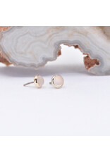BVLA 3mm Cup Threadless End 14k Yellow Gold Sandblasted White Moonstone