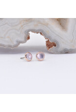 BVLA 3mm Cup with Rose Cut Lavender Chalcedony in 14k Rose Gold Threadless Ends