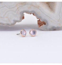 BVLA 3mm Cup Threadless End 14k Rose Gold Rose Cut Lavender Chalcedony