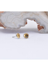 BVLA 3mm Cup with Rose Cut Citrine in 14k White Gold Threadless Ends
