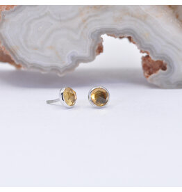 BVLA 3mm Cup Threadless End 14k White Gold Rose Cut Citrine