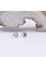 BVLA 3mm Cup with Rose Cut Oregon Sunstone in 14k White Gold Threadless Ends