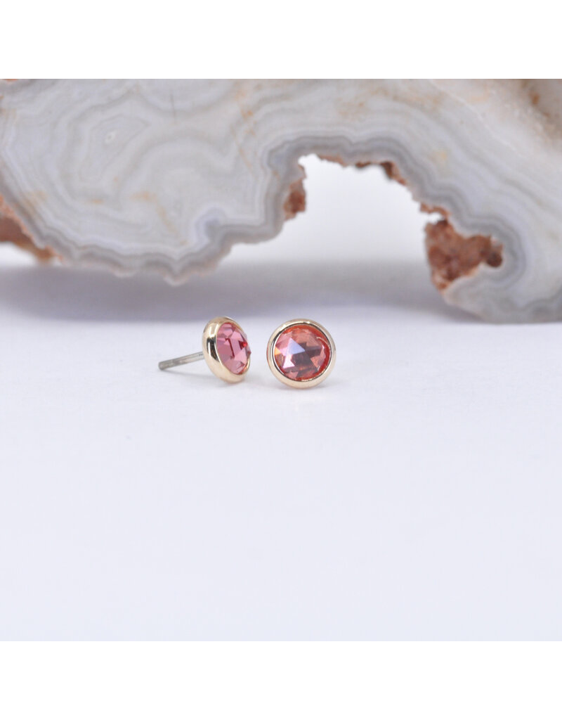 BVLA 3mm Cup Threadless End 14k Yellow Gold Rose Cut Padparadscha Sapphire