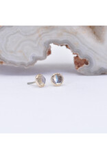 BVLA 3mm Cup with Rose Cut Labradorite in 14k Yellow Gold Threadless Ends