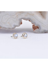 BVLA 3mm Cup with Rose Cut Labradorite in 14k Yellow Gold Threadless Ends