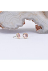 BVLA 3mm Cup with Rose Cut Rose Quartz in 14k Yellow Gold Threadless Ends