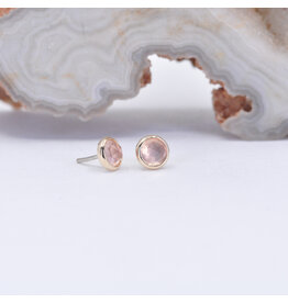 BVLA 3mm Rose Quartz Yellow Gold Threadless Ends