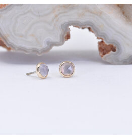 BVLA 3mm Lavender Chalcedony Yellow Gold Threadless Ends
