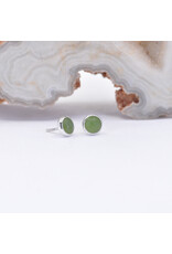BVLA 3mm Cup with Sandblasted Jade Cabochon in 14k White Gold Threadless Ends