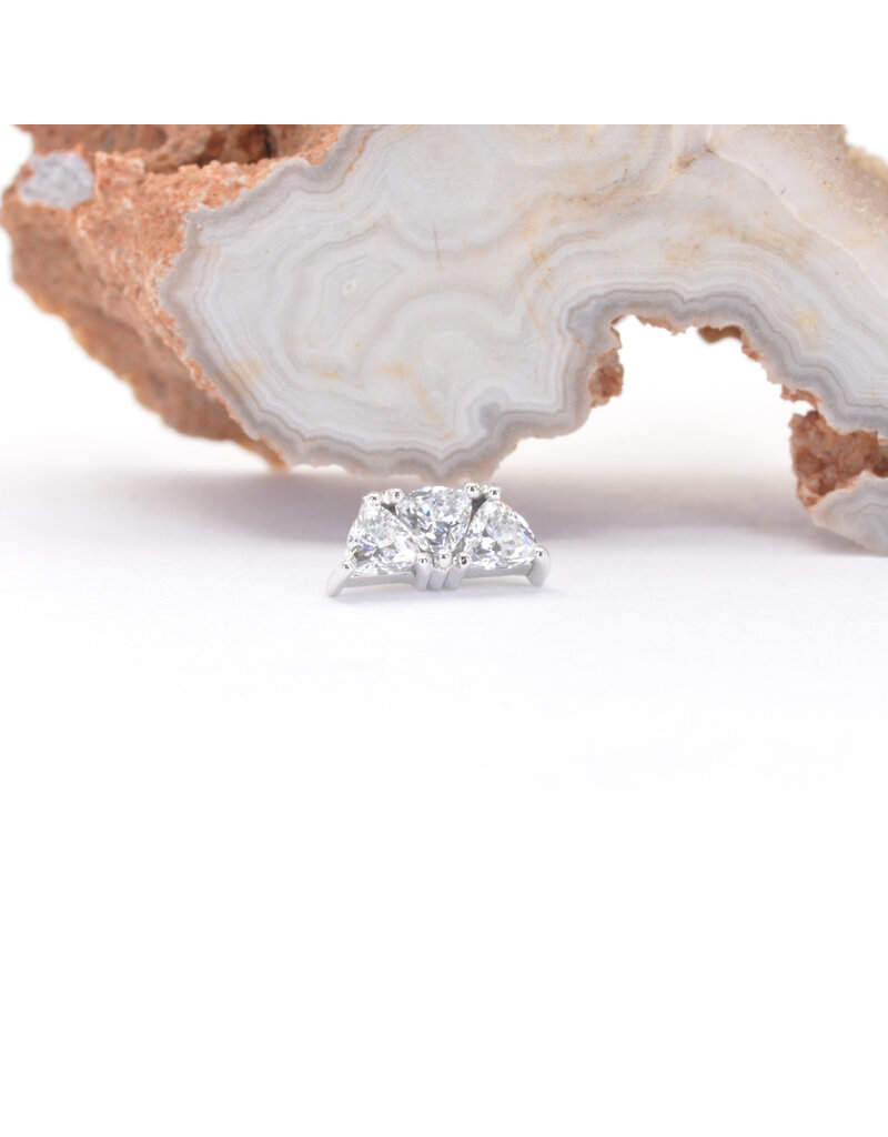 BVLA Irisa 3 with CZ in 14k White Gold 16g Threaded End by BVLA!