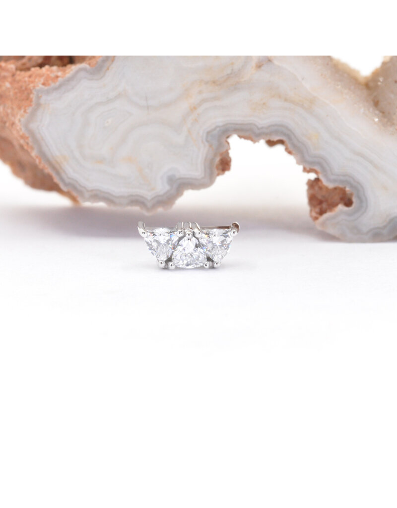 BVLA Irisa 3 with CZ in 14k White Gold 16g Threaded End by BVLA!