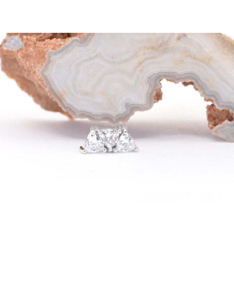 BVLA Irisa 3 with CZ in 14k White Gold 16g Threaded End by BVLA!