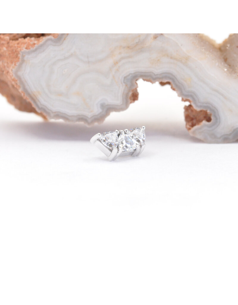 BVLA Irisa 3 with CZ in 14k White Gold 16g Threaded End by BVLA!