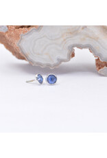 BVLA 3mm Cup with Rose Cut Blue Sapphire in 14k White Gold Threadless Ends