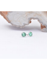 BVLA 3mm Cup with Rose Cut Emerald in 14k White Gold Threadless Ends