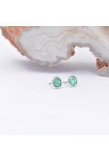 BVLA 3mm Cup with Rose Cut Emerald in 14k White Gold Threadless Ends