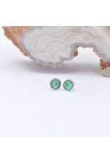 BVLA 3mm Cup with Rose Cut Emerald in 14k White Gold Threadless Ends