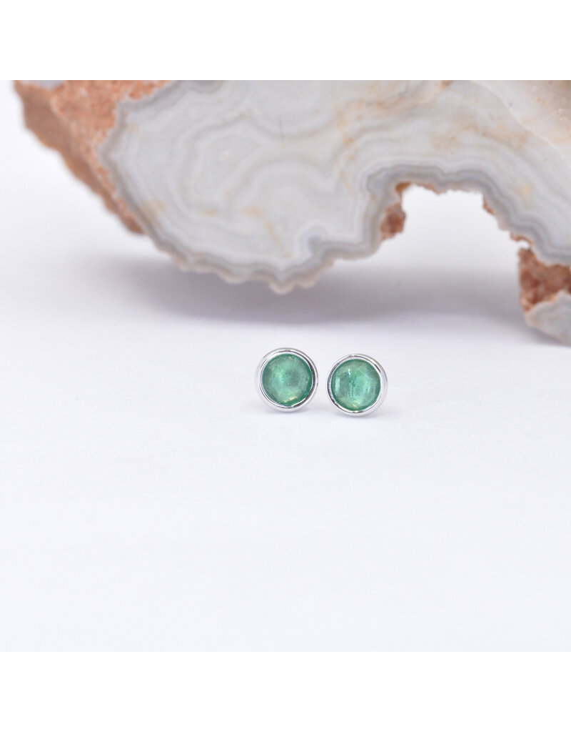 BVLA 3mm Cup with Rose Cut Emerald in 14k White Gold Threadless Ends