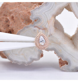 BVLA 8x6mm Afghan Pear CZ Rose Gold 16g Threaded End