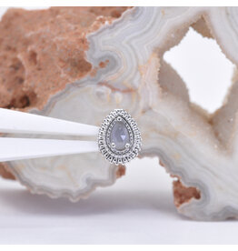 BVLA 8x6mm Afghan Pear Lavender Chalcedony White Gold 16g Threaded End