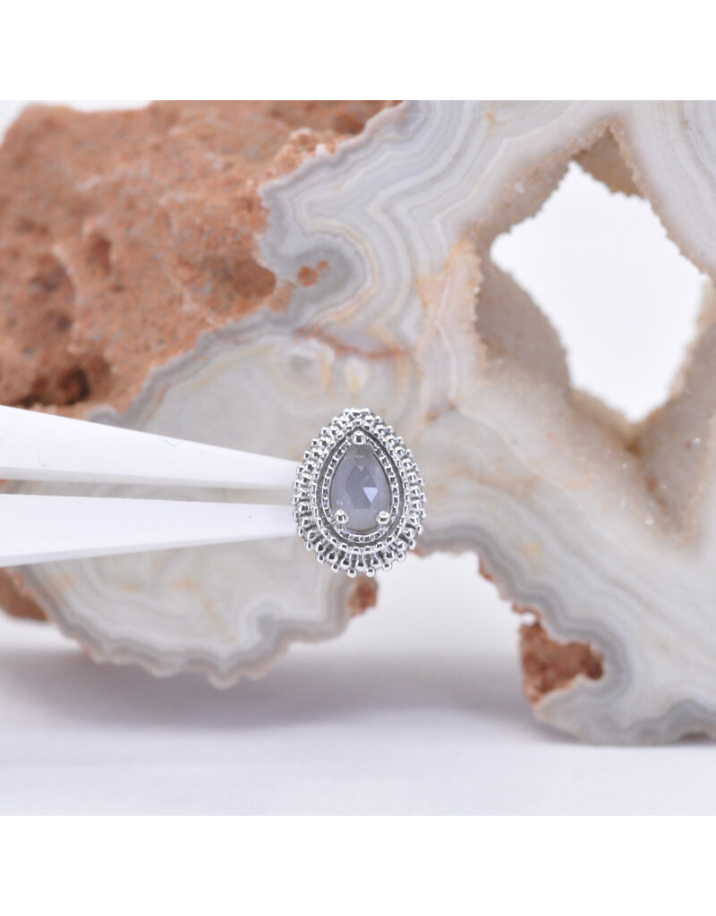BVLA 8x6mm Mini Afghan Pear with 4x2.5mm Rose Cut Lavender Chalcedony in 14k White Gold 16g Threaded End by BVLA!
