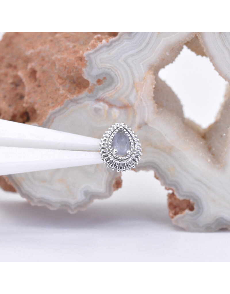 BVLA 8x6mm Mini Afghan Pear with 4x2.5mm Rose Cut Lavender Chalcedony in 14k White Gold 16g Threaded End by BVLA!