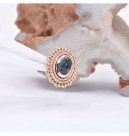 BVLA 11x13mm Oval Afghan London Blue Topaz Rose Gold 16g Threaded End