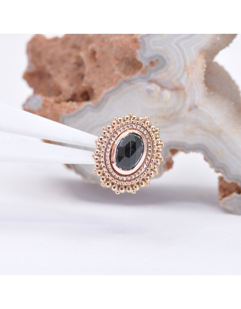 BVLA 11x13mm Oval Afghan with 6x4mm Rose Cut London Blue Topaz in 14k Rose Gold 16g Threaded End by BVLA!