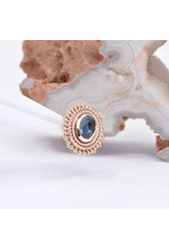 BVLA 11x13mm Oval Afghan with 6x4mm Rose Cut London Blue Topaz in 14k Rose Gold 16g Threaded End by BVLA!