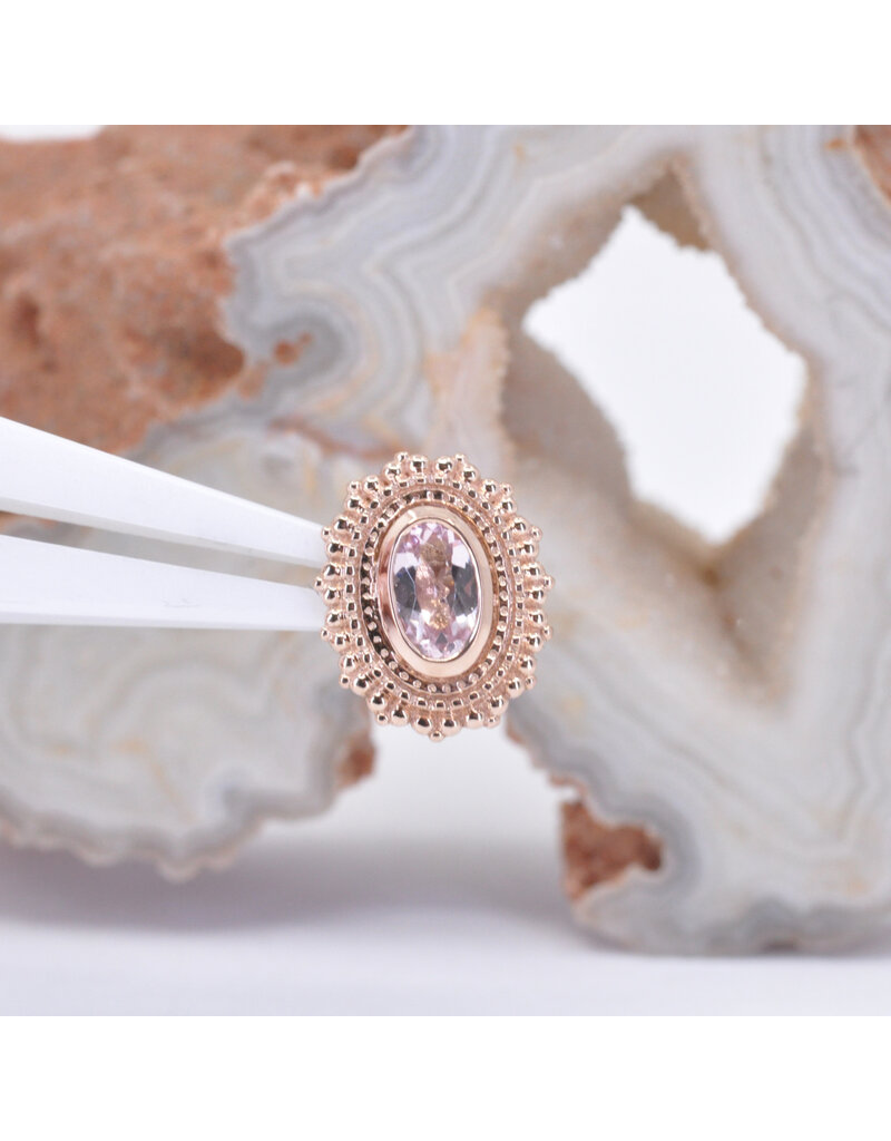 BVLA Oval Afghan 16g Threaded End 14k Rose Gold 5x3mm Morganite