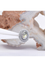 BVLA 8x10mm Oval Afghan with 3x5mm Rose Cut Labradorite in 14k White Gold 16g Threaded End by BVLA!
