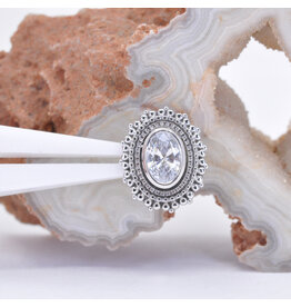 BVLA 11x13mm Oval Afghan CZ White Gold 16g Threaded End